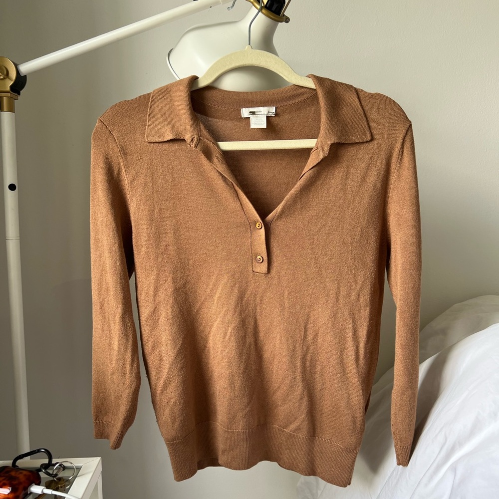 HM Camel Knit Collared Shirt